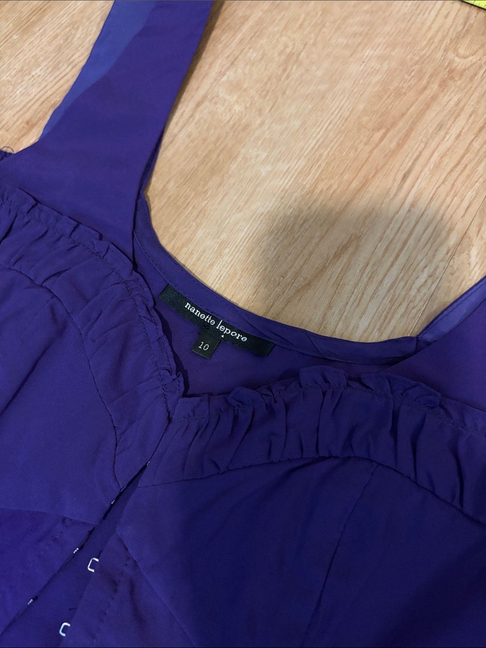 Nanette Lepore purple silk clasp bustier top - Picture 2 of 5